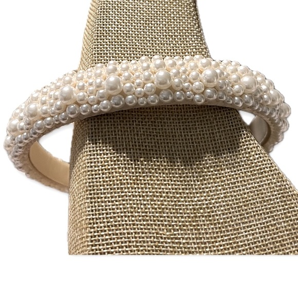 Pearl headband faux pearls beaded with inside ribbon very comfortable New - Picture 2 of 15